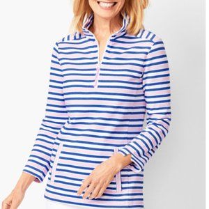 T by Talbots striped half zip cotton pullover Sz LP (Petite)